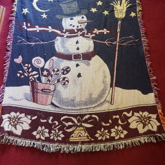 Excellent Condition, VINTAGE Christmas Themed Throw "Frosty The Snowman" - Picture 5 of 12